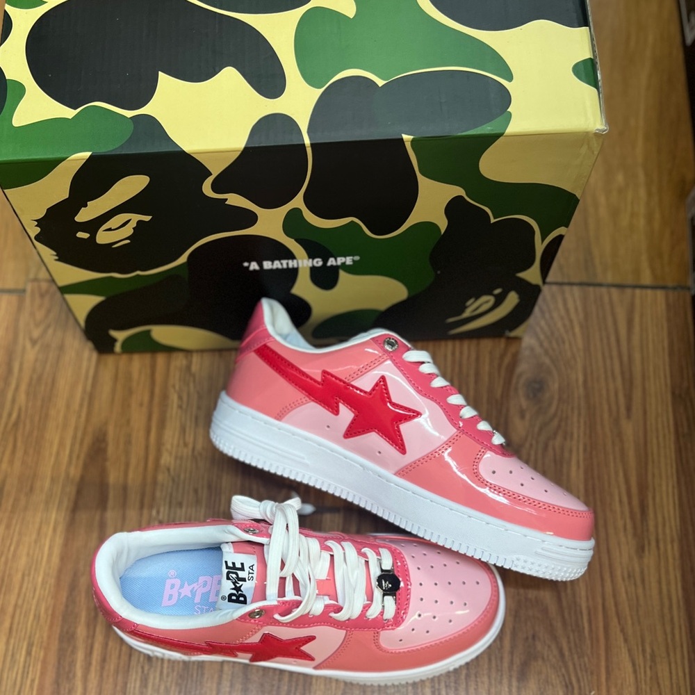 Bape Sta Low Color Camo Combo Pink Patent Leather Sneakers